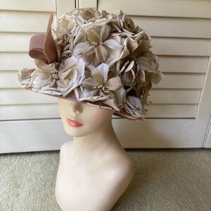 1940's Designed by Patrice Silk Flower Bonnet Hat